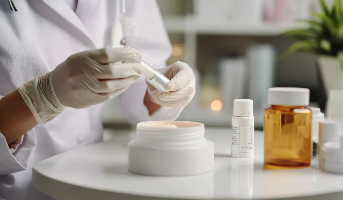 Cosmetic product registration and testing in UAE: Atoney consultant reviewing cosmetic samples